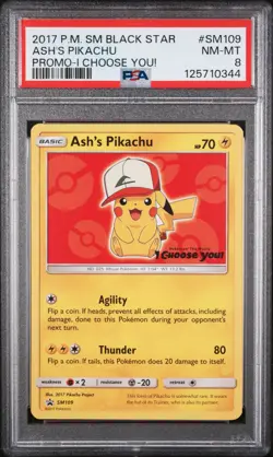 2017 Pokemon Sm Black Star Promo #SM109 Ash'S Pikachu PSA 8 - Image 1