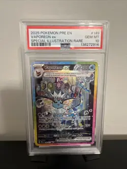 PSA 10 Vaporeon ex #149 Prismatic Evolutions 2025 Pokemon GEM MINT English - Image 1