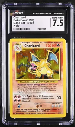 1999 Pokemon Charizard 4/102 Base Set Holo Rare CGC 7.5 Original Vintage - Image 1