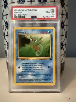 1999 Pokemon Fossil 1st Edition Horsea #49/62 PSA 10 Gem Mint - Image 1