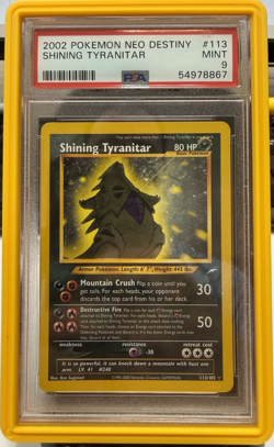 2002 Pokemon Shining Tyranitar Neo Destiny Unlimited Holo Ultra Rare #113 PSA 9 - Image 1