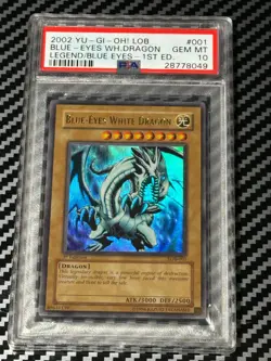Yugioh PSA 10 Blue-Eyes White Dragon LOB-001 Ultra Rare 1st Edition GLOSSY *8049 - Image 1