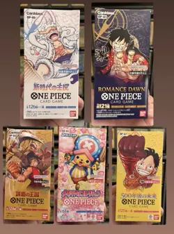 Lot of 5 SEALED ONE Piece Japanese Booster Box OP-01, OP-04, OP-05, OP-07, EB-01 - Image 1