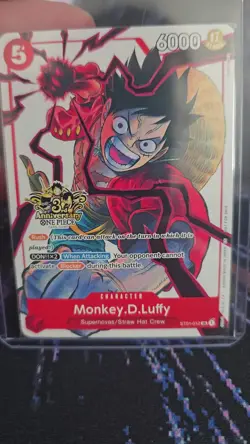 ONE PIECE TCG MONKEY D. LUFFY RARE 3RD ANNIVERSARY PROMO ALT ART ST01-012 NM - Image 2