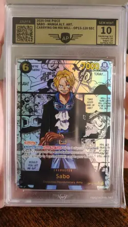 One Piece Manga Sabo Op13 TCG AP Gem Mint 10 SEC ALT Art Englisch - Image 1