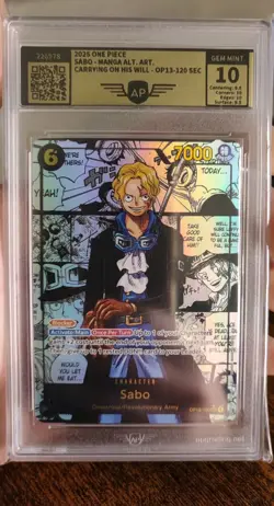 One Piece Manga Sabo Op13 TCG AP Gem Mint 10 SEC ALT Art Englisch - Image 2
