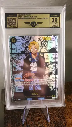 One Piece Manga Sabo Op13 TCG AP Gem Mint 10 SEC ALT Art Englisch - Image 3