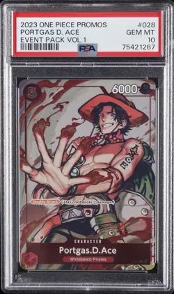2023 ONE PIECE PROMOS EVENT PACK VOL.1 #028 PORTGAS D. ACE PSA 10 - Image 1