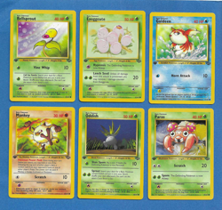 LOT OF 6 1999 POKEMON JUNGLE 1ST ED. COMMON CARDS(#'s 49/52/53/55/58/59-Unplayed - Image 1