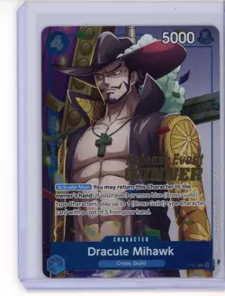 One Piece TCG Dracule Mihawk P-081 P Foil Card Winner Release Event English (LP) - Image 1