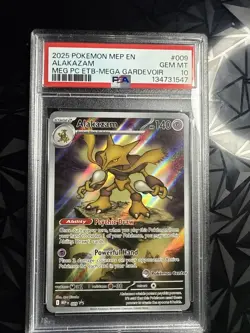 2025 Pokemon MEP EN ALAKAZAM Promo PSA 10 Pokemon Center Exclusive Card #009 Gem - Image 1