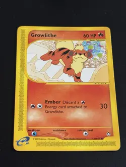 Growlithe Aquapolis Uncommon Card 51/147 Regular LP Condition 2002 - Image 1