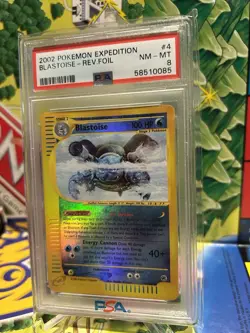 2002 Blastoise Reverse Foil Holo #4 Pokemon Expedition PSA 8 Pokemon Card - Image 1