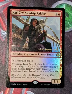 MTG *FOIL PRE RELEASE* Aether Revolt Rare KARI ZEV SKYSHIP RAIDER NM - Image 1