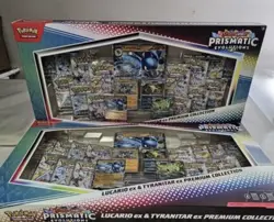 POKEMON PRISMATIC EVOLUTIONS LUCARIO & TYRANITAR EX PREMIUM COLLECTION NEW - Image 1