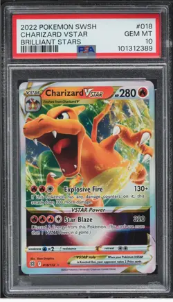 2022 Pokemon Sword & Shield Brilliant Stars Charizard VSTAR #18 PSA 10 GEM MINT - Image 1