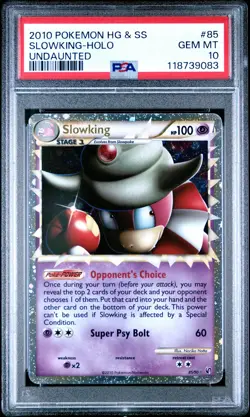 2010 POKEMON HEARTGOLD & SOULSILVER UNDAUNTED #85 SLOWKING-HOLO PSA 10 - Image 1