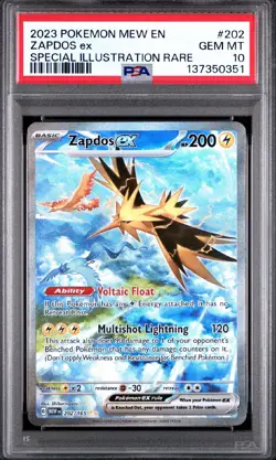 Pokemon 2023 Zapdos ex 202/165 Special Illustration Rare 151 GEM MINT PSA 10 - Image 1