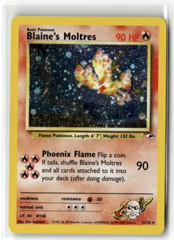 Blaine's Moltres ⭐ 1/132 Holo Rare Gym Heroes 2000 Pokemon LP - Image 1