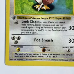 1999 Pokemon Farfetch'd 027/102 1st Edition Base Set Shadowless Vintage - Image 4