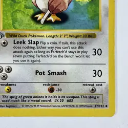 1999 Pokemon Farfetch'd 027/102 1st Edition Base Set Shadowless Vintage - Image 5