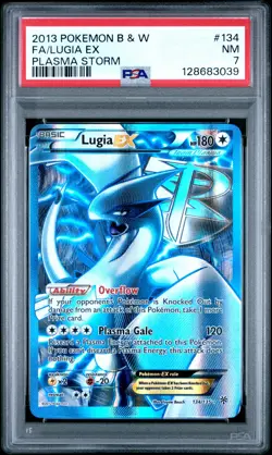 2013 POKEMON B&W PLASMA STORM #134 FULL ART/LUGIA EX PSA 7 - Image 1