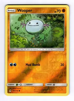 Wooper SM - Unbroken Bonds #96 (2019) Common Reverse Holo NM Pokemon - Image 1
