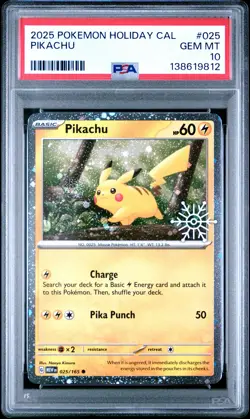 2025 POKEMON HOLIDAY CALENDAR #025 PIKACHU PSA 10 - Image 1