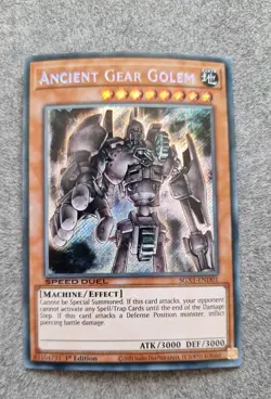 SGX1-END01 Ancient Gear Golem - Secret Rare 1st Edition SPEED DUEL Yugioh - Image 1