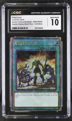 A Hero Lives *CGC 10* RA04-EN087 *POP 2* Quarter Century Secret Rare * Yugioh - Image 1