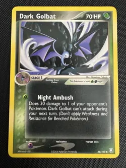 2004 EX - Team Rocket Returns Dark Golbat #34 Non Holo Pokemon Card - Image 1