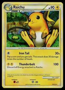Pokemon Card - Raichu HeartGold SoulSilver 10/123 Cracked Ice Holo Rare - Image 1