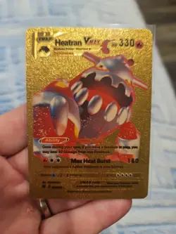 Heatran Vmax Gold Foil Fan Art Vinyl Textured Collector Pokemon Card - Image 1