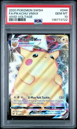 2020 POKEMON SWORD & SHIELD VIVID VOLTAGE 044/185 PIKACHU VMAX PSA 10 - Image 1