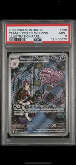 Pokemon 2025 Destined Rivals Team Rockets Weezing IR #199/182 PSA 9 - Image 1