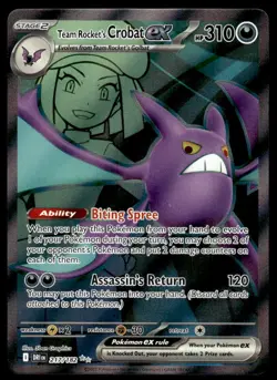 Pokemon TCG SV10: Destined Rivals #217/182 Team Rocket's Crobat ex Holo NM - Image 1
