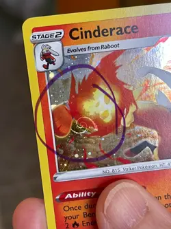 POKEMON CINDERACE 034/202 RARE COSMOS HOLO WITH HD SWIRL SWORD & SHIELD SEE PICS - Image 3