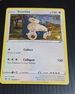 🍥🌀 Pokemon TCG Snorlax 140/202 Sword & Shield Cosmos Holo HD Galaxy Swirl 🌀🍥 - Image 1
