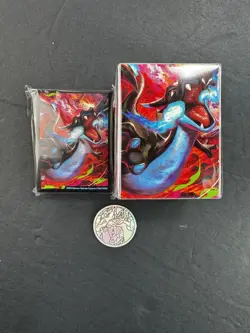 Pokemon Phantasmal Flames Mega Charizard X UPC Coin, Card Sleeves & Deck Box - Image 1