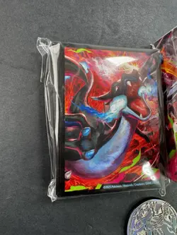 Pokemon Phantasmal Flames Mega Charizard X UPC Coin, Card Sleeves & Deck Box - Image 2