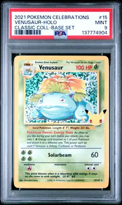 2021 Pokemon Celebrations Venusaur Holo Base Set #15 Mint PSA 9 Card Collect - Image 1
