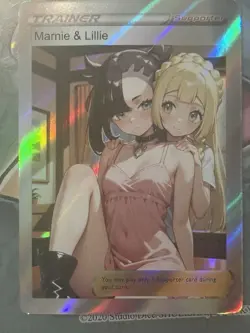 Pokemon Marnie & Lillie Anime Waifu Custom DIY Trainer Art Pokemon card - Image 1