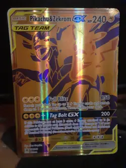 Pokemon Reshiram & Charizard GX Tag Team Gold Promo JUMBO OVERSIZED Card SM247 - Image 1