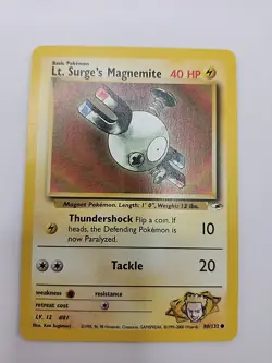 Lt. Surge's Magnemite 80/132 Common Gym Heroes Pokemon Card - Image 1