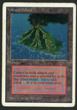 ***Unlimited Volcanic Island (Water Damage)*** MTG Unlimited Magic Kid Icarus - Image 1