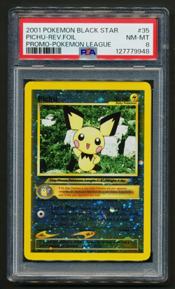 Pichu 35 Black Star Promo Reverse Holo WOTC Pokemon 2001 League PSA 8 NM-MT - Image 1