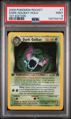 2000 POKEMON ROCKET 1ST ED #7 DARK GOLBAT-HOLO PSA 9 - Image 1