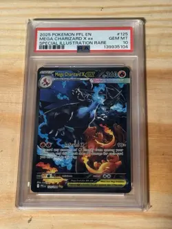 2025 POKEMON PFL EN-PHANTASMAL FLAMES #125 MEGA CHARIZARD X EX PSA 10 - Image 1