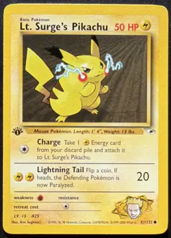 Lt. Surge's Pikachu 81/132 Common - Gym Heroes - 1st Edition - Pokemon WOTC - Image 1