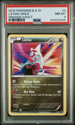 2012 POKEMON BLACK & WHITE DRAGON VAULT #9 LATIAS-HOLO PSA 8 - Image 1